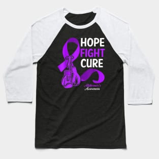 Hope Fight Cure Purple Ribbon Alzheimer's Awareness Baseball T-Shirt